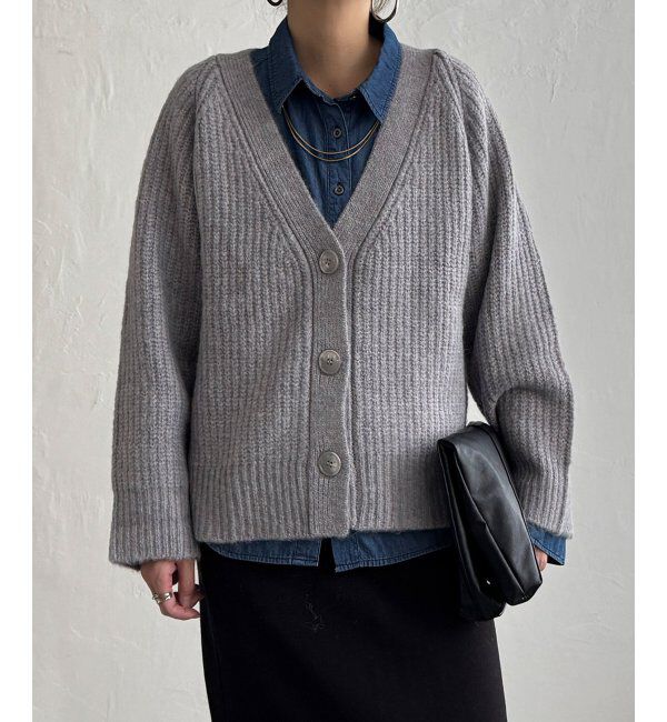 Lbc with Life「畦Vネックカラーカディガン」|カーディガン|