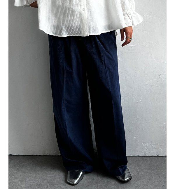 Lbc with Life「ベロアコールウエストシャーリングパンツ」|その他|ネイビー