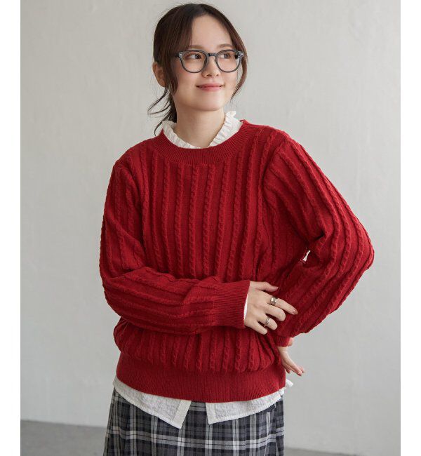 Lbc with Life「クリスマスケーブルニットプルオーバー」|カーディガン|レッド