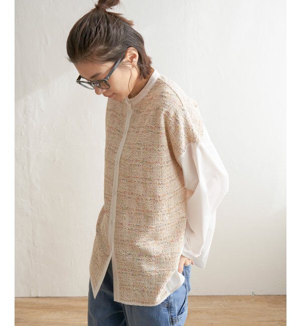 Lbc with Life「異素材切り替えシャツ」|シャツ・ブラウス|ベージュ