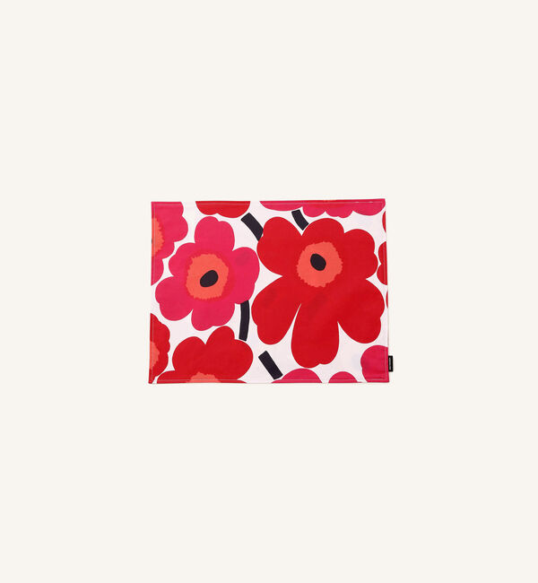 Marimekko「Pieni Unikko プレイスマット」|その他|ホワイト&times;レッド
