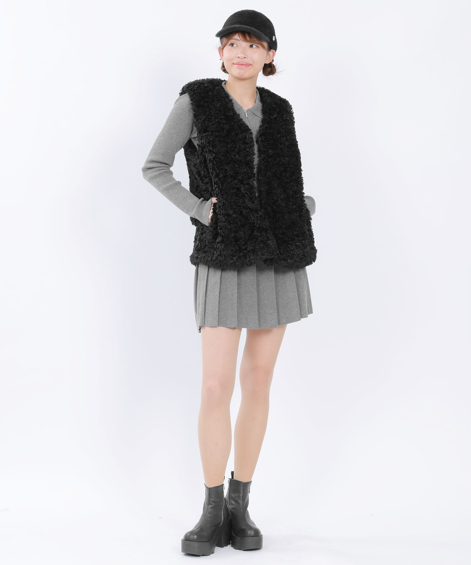 MARY QUANT「アンゴラライク キャップ」|キャップ・キャスケット|