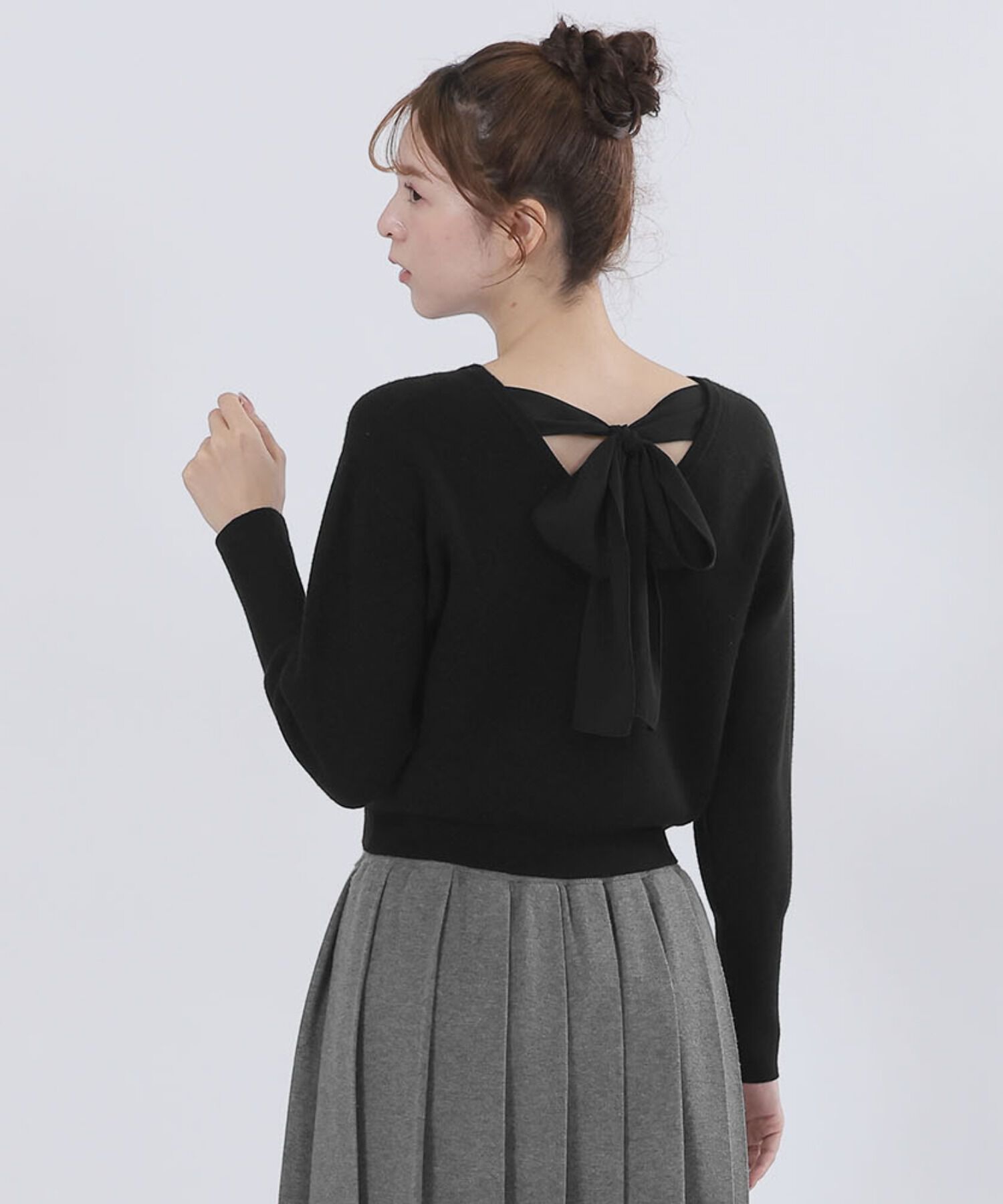 MARY QUANT「バックリボンニット プルオーバー」|シャツ・ブラウス|ブラック