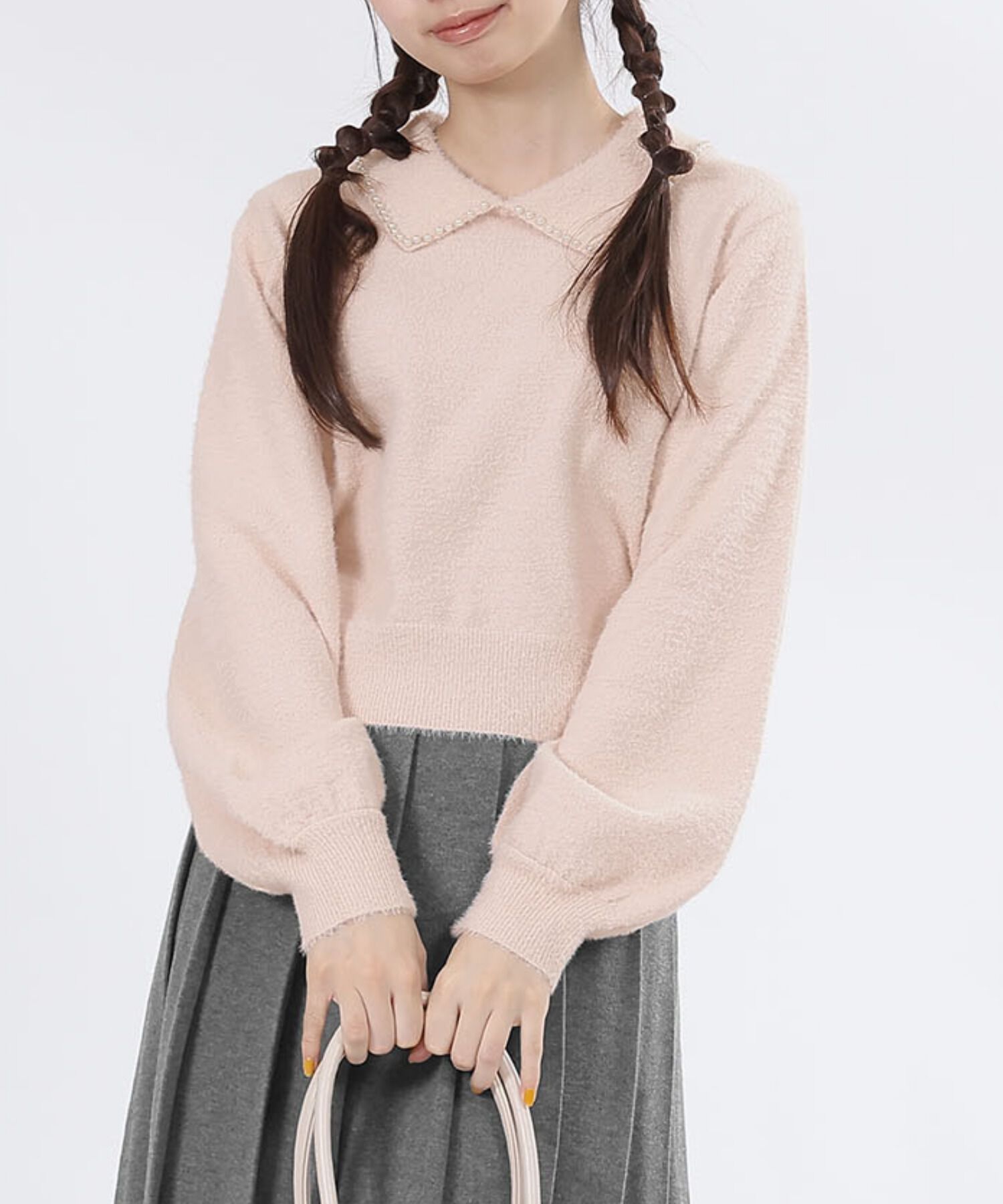 MARY QUANT「パールシャギーニット プルオーバー」|ニット・セーター|ピンク