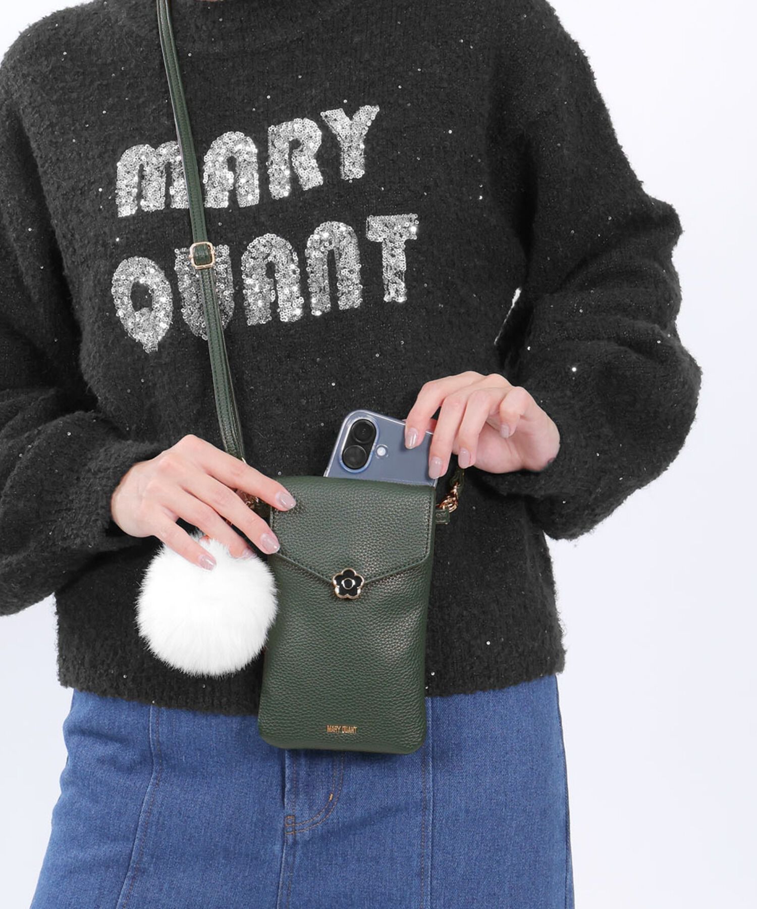 MARY QUANT「エポデイジーエンベロープ モバイルショルダー」|ショルダー・メッセンジャー|グリーン