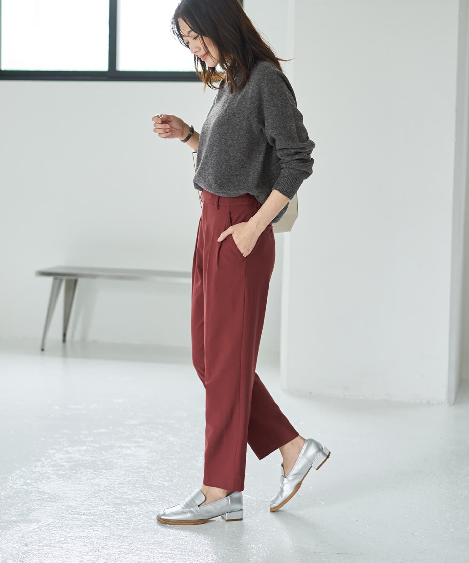 STYLE DELI「【Made in JAPAN】裏微起毛ストレッチタック留めパンツ」|その他|