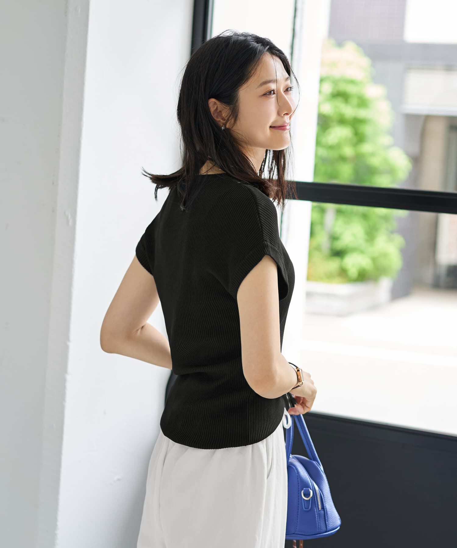 STYLE DELI「シャリ感とろみリブシアーニットトップス」|Tシャツ・カットソー|