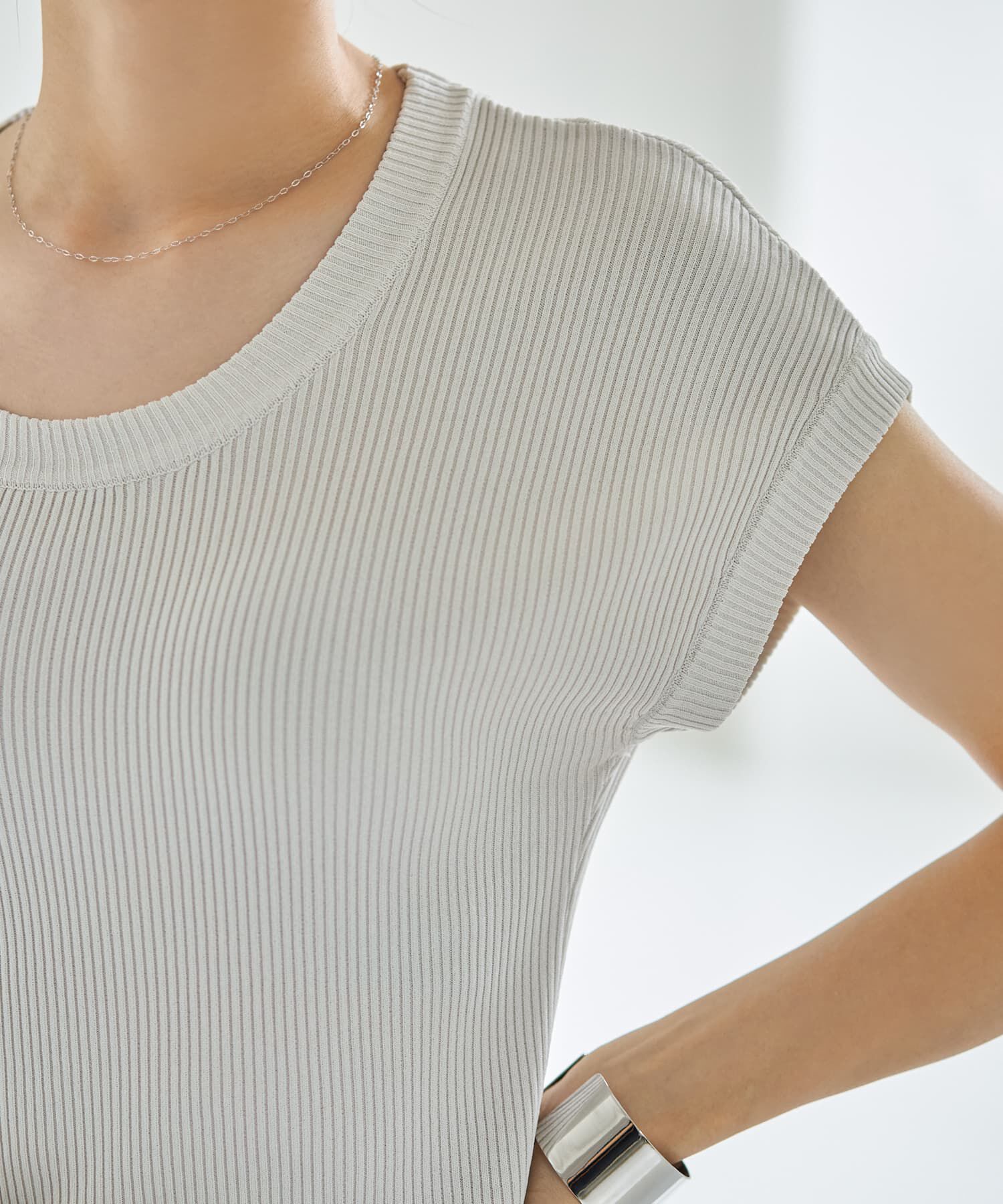 STYLE DELI「シャリ感とろみリブシアーニットトップス」|Tシャツ・カットソー|