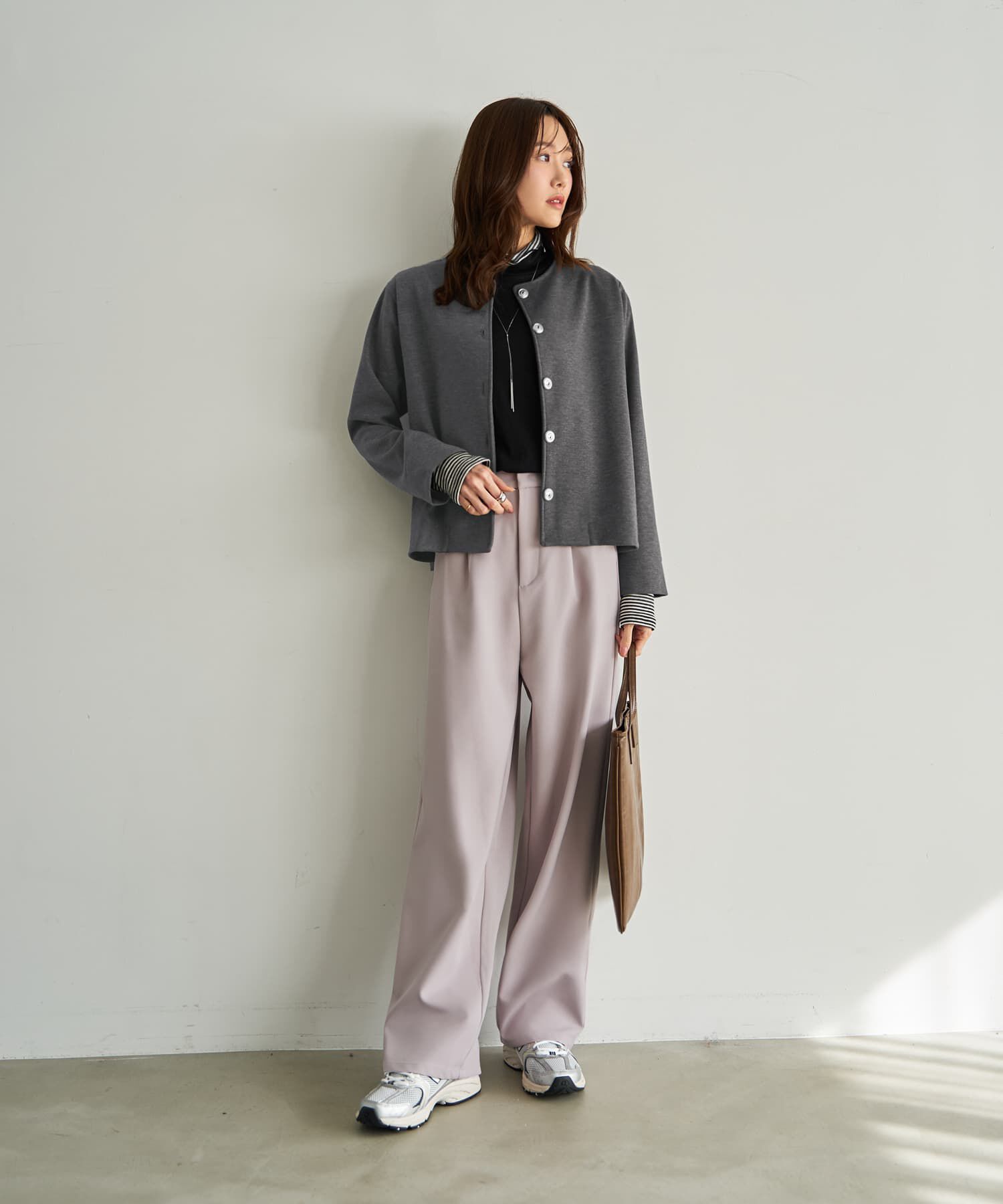 STYLE DELI「メタルボタンの柔らかノーカラージャケット」|ノーカラージャケット|