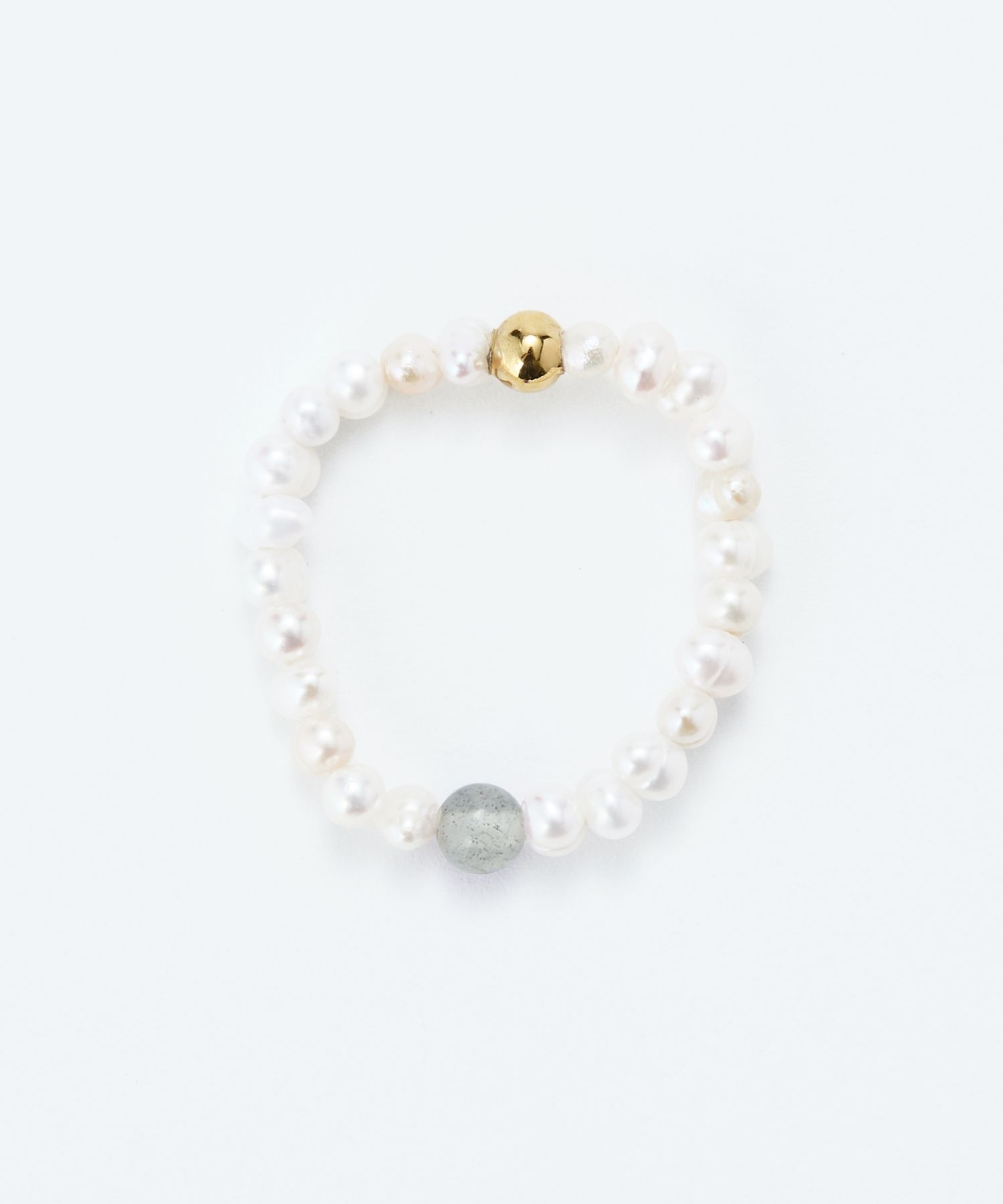 JUPITER「淡水パール&times;天然石リング/ゴム仕様　ラブラドライト」|リング|