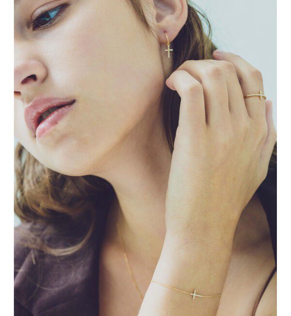 ete「K18YG クロス ダイヤモンド ブレスレット」|ブレスレット・バングル|