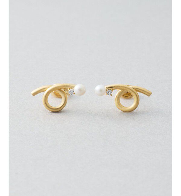 Jouete「ピアス パール&times;ジルコニア」|ピアス|イエローゴールド