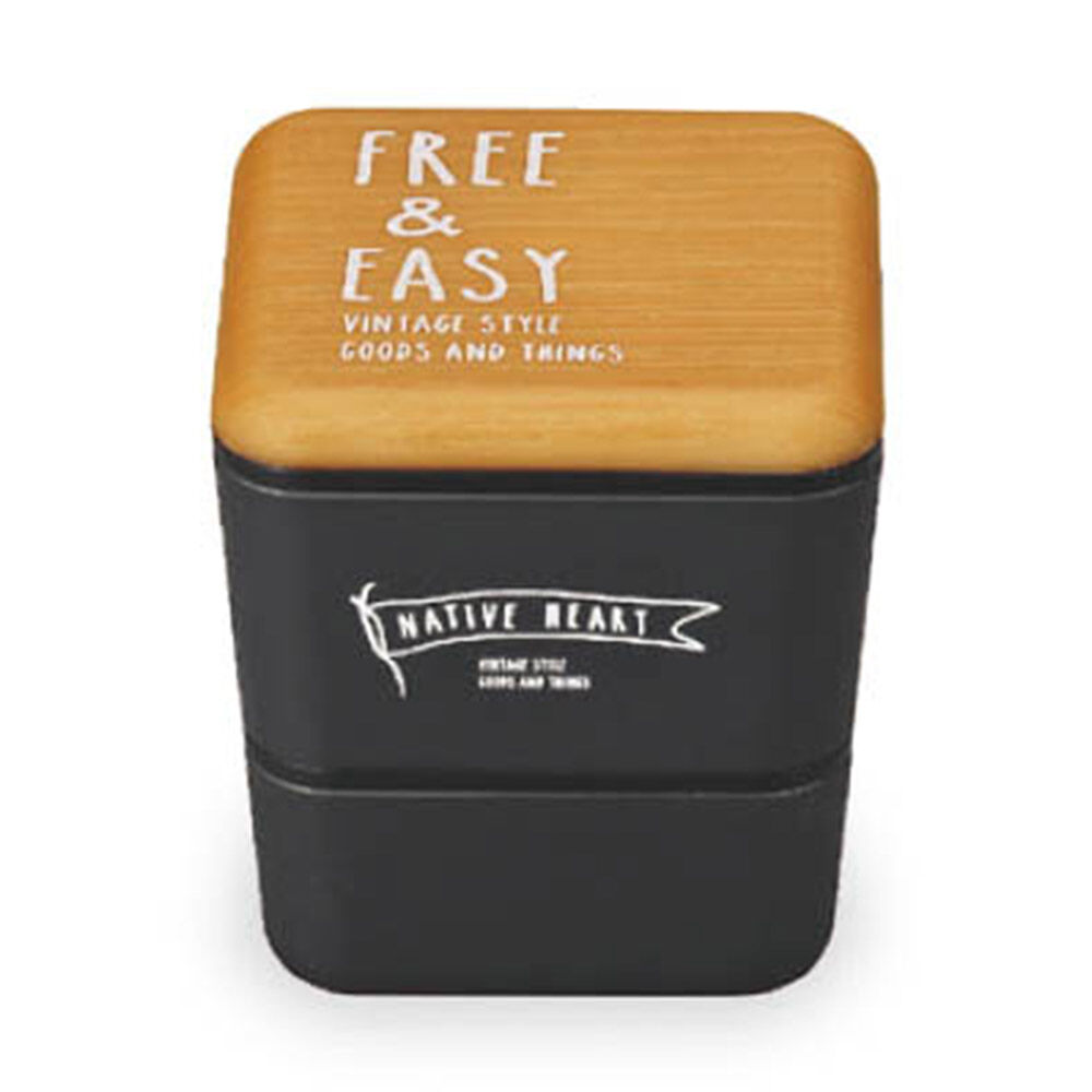 BACKYARD FAMILY「お弁当箱 おしゃれ 通販 弁当箱 2段 ランチボックス 二段 女子 600ml キッズ 上段」|食器・キッチングッズ|ブラック1