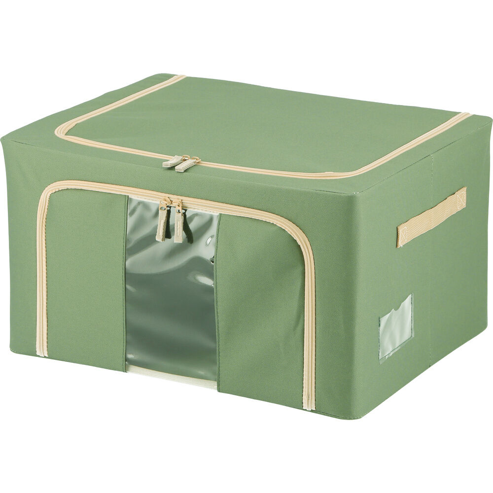 BACKYARD FAMILY「窓付 積み重ね 収納ボックス 55L 衣類収納 通販 衣装ケース 窓付き 折りたたみ式 折り畳み式」|その他|グリーン1