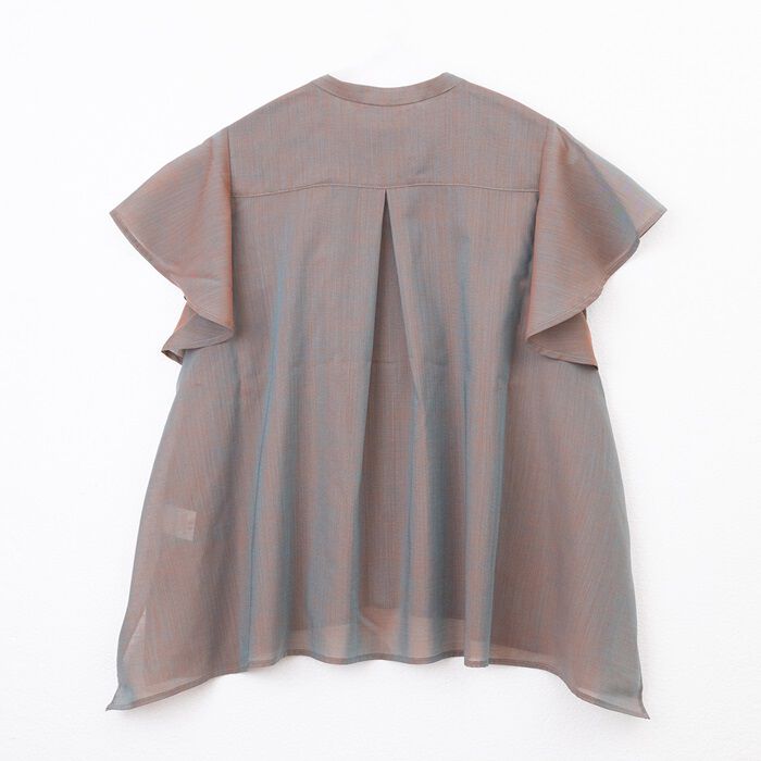 BACKYARD FAMILY「MIND ピンタックブラウス 通販 ブラウス バンドカラーブラウス 半袖 シャツ 前開き」|シャツ・ブラウス|