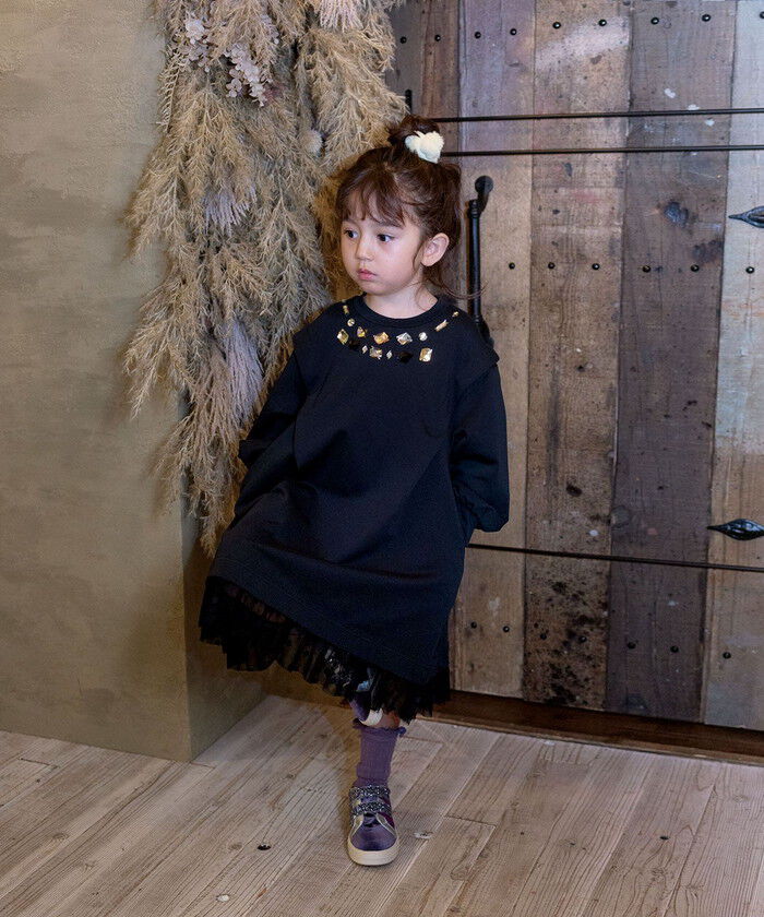 BACKYARD FAMILY「Rora ワンピース 通販 ダリア ストーンワンピース 子供服 キッズワンピース 長袖 カジュアル」|その他|