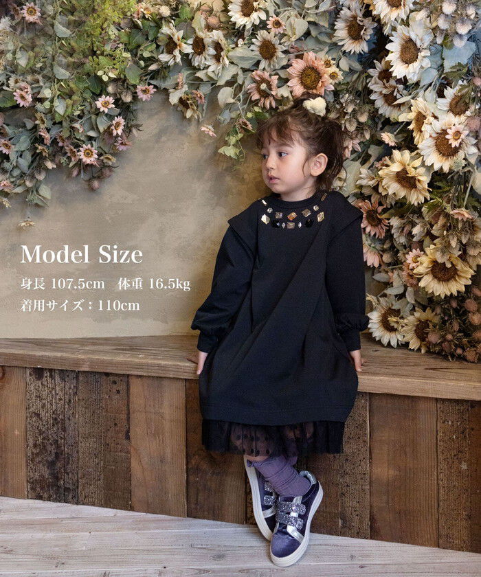 BACKYARD FAMILY「Rora ワンピース 通販 ダリア ストーンワンピース 子供服 キッズワンピース 長袖 カジュアル」|その他|