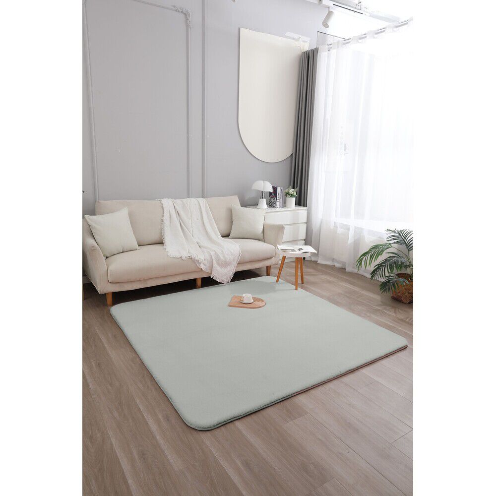 BACKYARD FAMILY「ラビットファー カーペット 通販 ラグ ラビットファーカーペット ラグマット ラグカーペット」|その他|グレー1