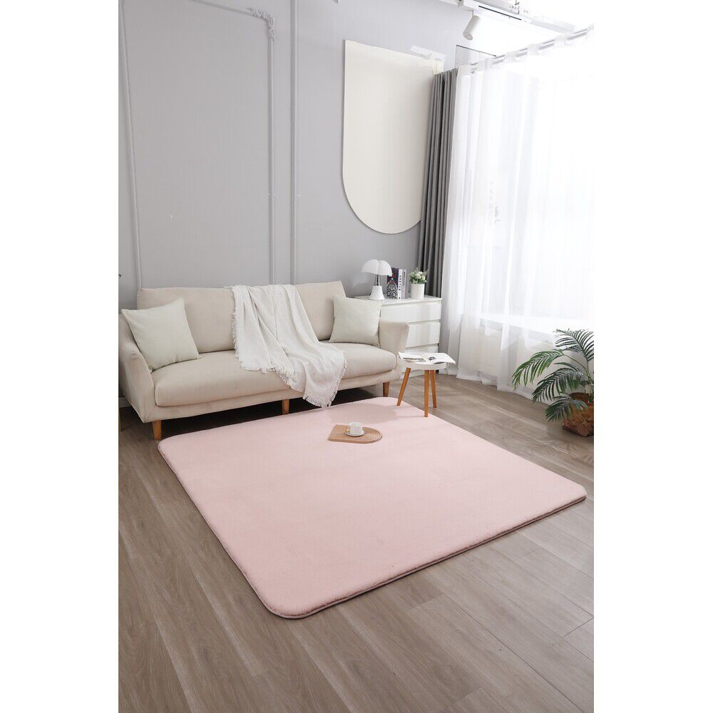 BACKYARD FAMILY「ラビットファー カーペット 通販 ラグ ラビットファーカーペット ラグマット ラグカーペット」|その他|ピンク1