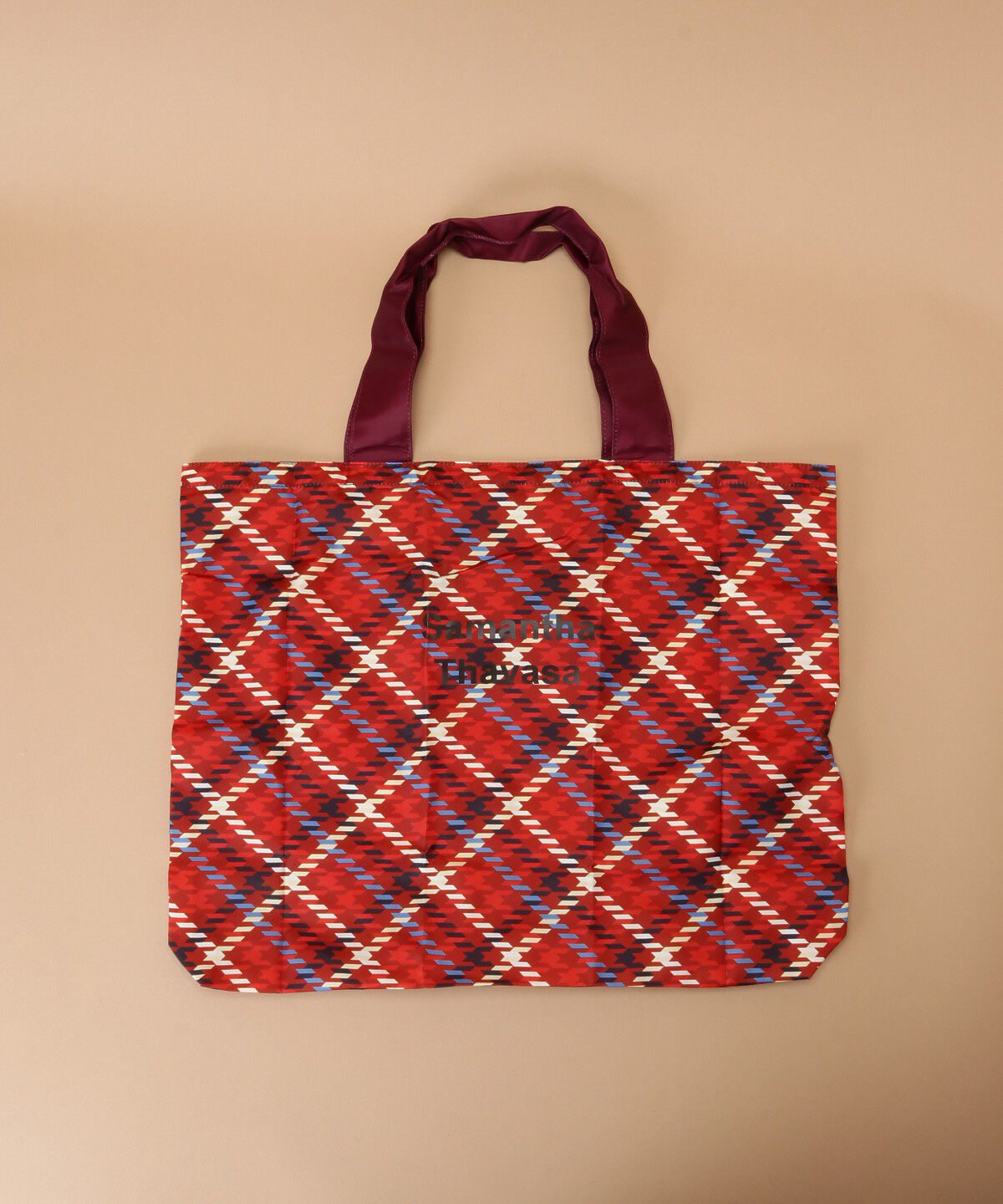 Samantha Thavasa「チェック柄エコバッグ 大サイズ」|その他|レッド