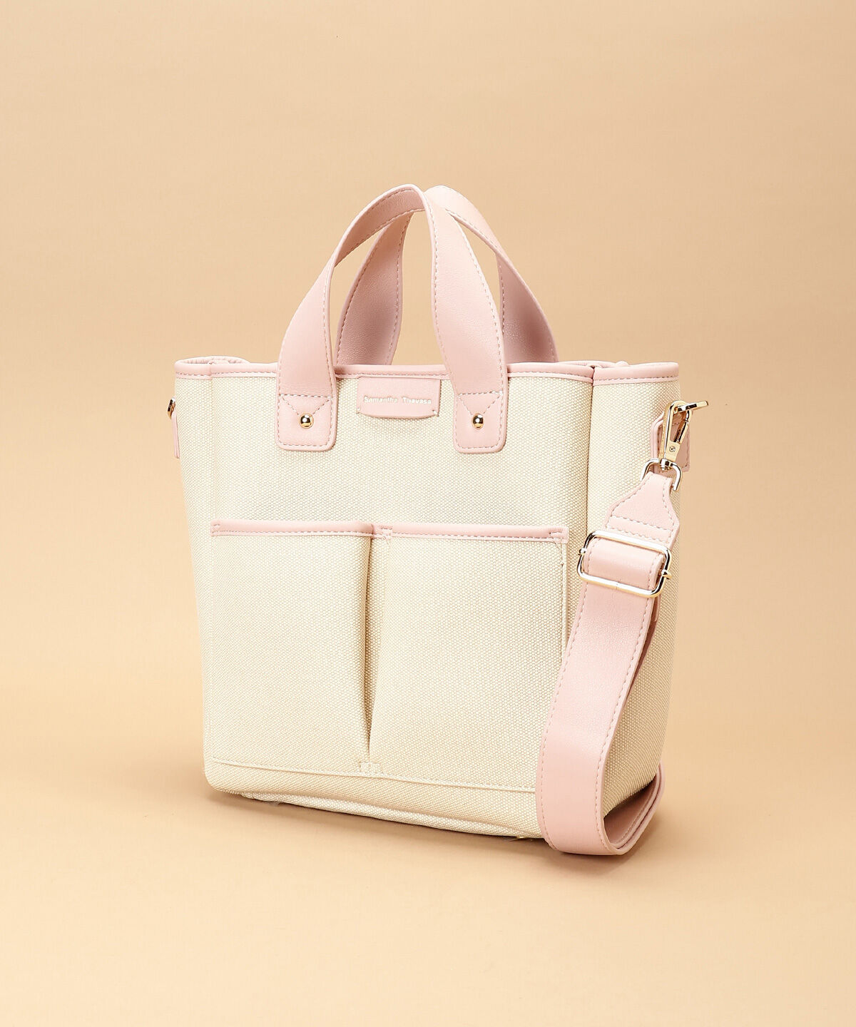 Samantha Thavasa「キャンバスデザイン 合皮スクエアトートバッグ 小サイズ」|トートバッグ|