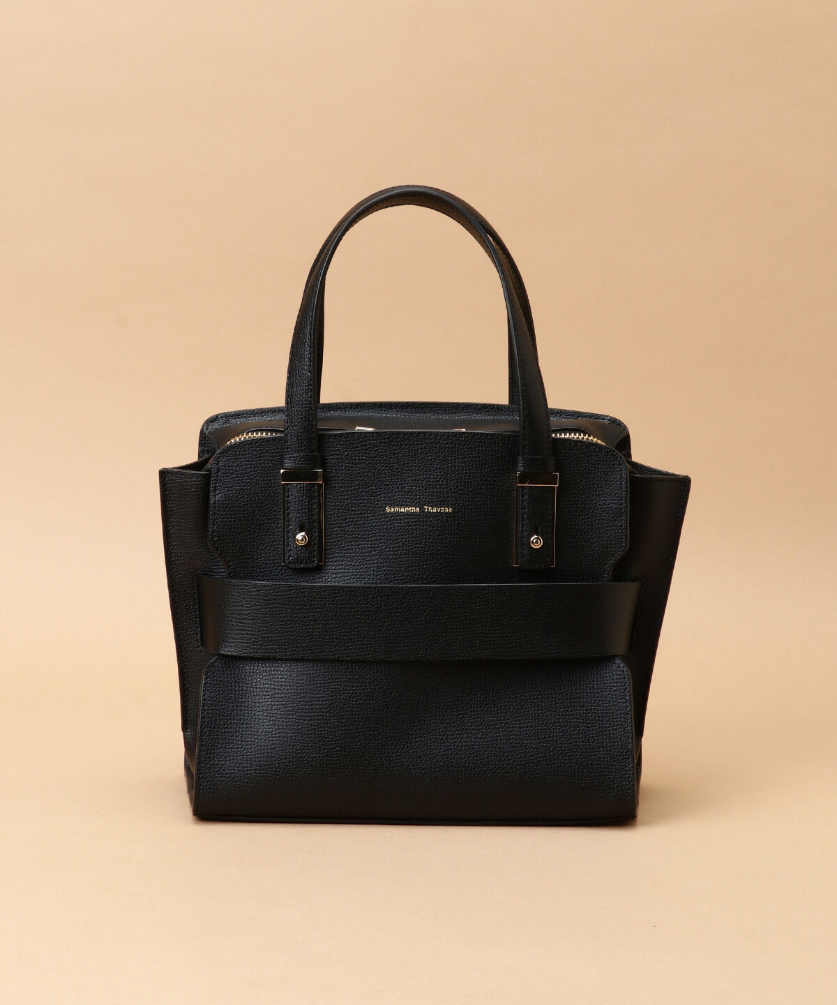 Samantha Thavasa「フロントベルトデザイン ハンドバッグ」|ハンドバッグ|ブラック