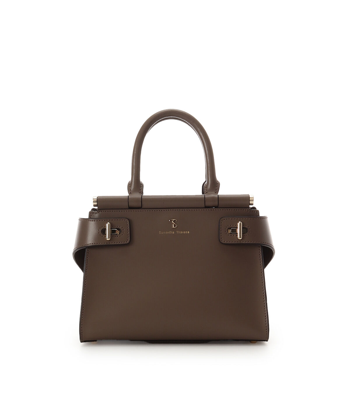 Samantha Thavasa「ゴールド金具スプリットレザーハンドバッグ」|ハンドバッグ|グレージュ