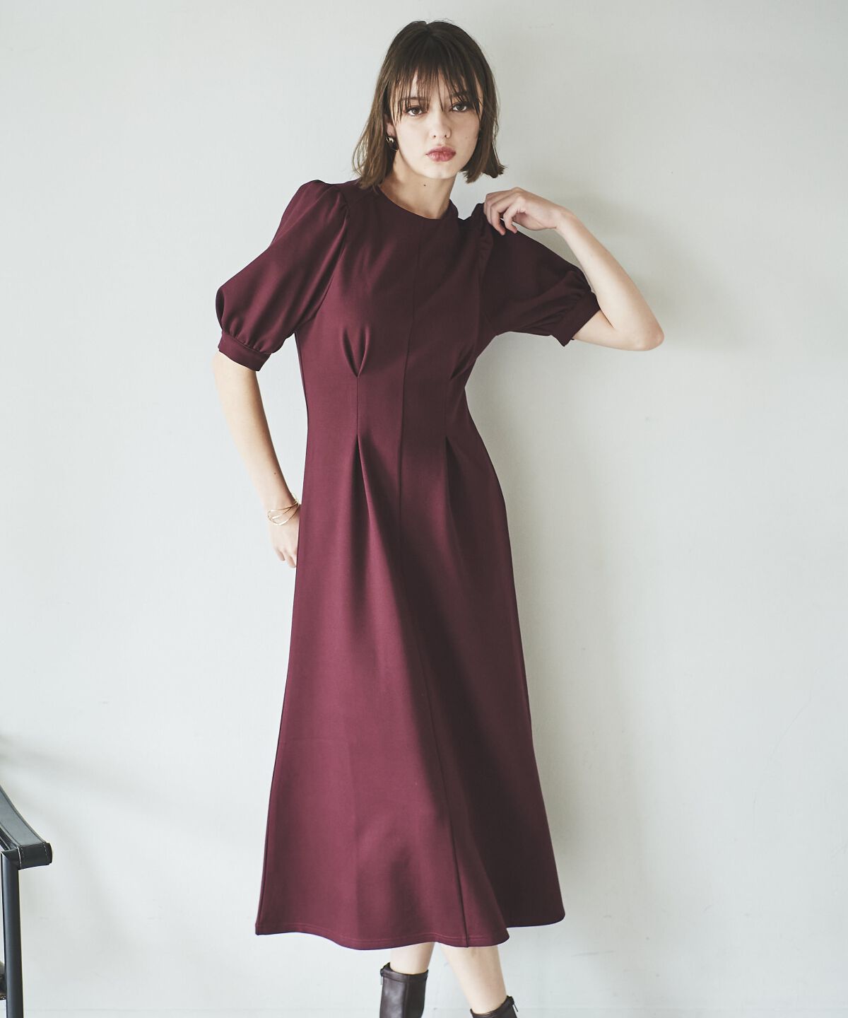 アンドクチュール「ポンチウエストタックワンピース」|ワンピース|