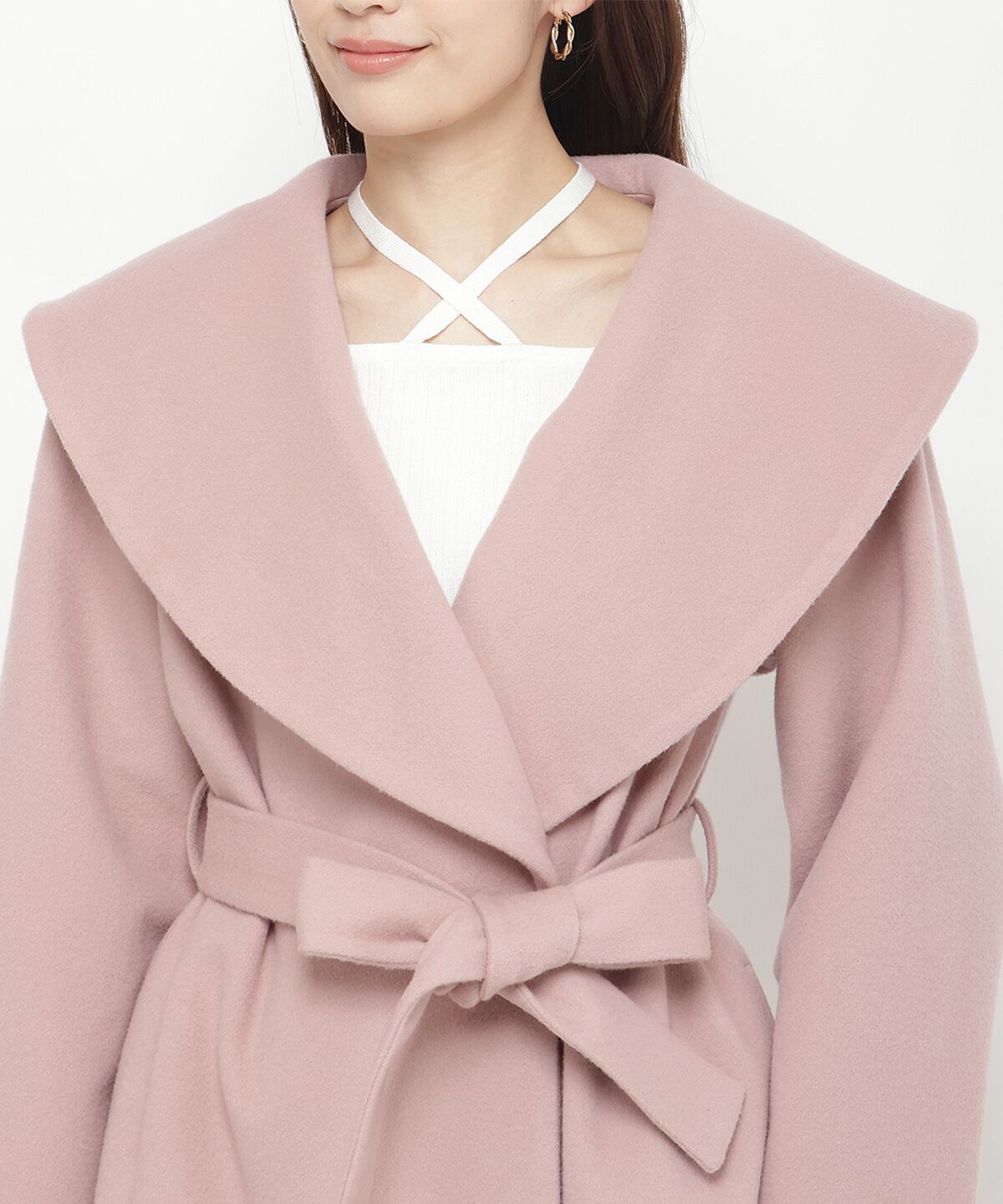 アンドクチュール「ウールビーバーショールカラーショートコート」|ダウン|