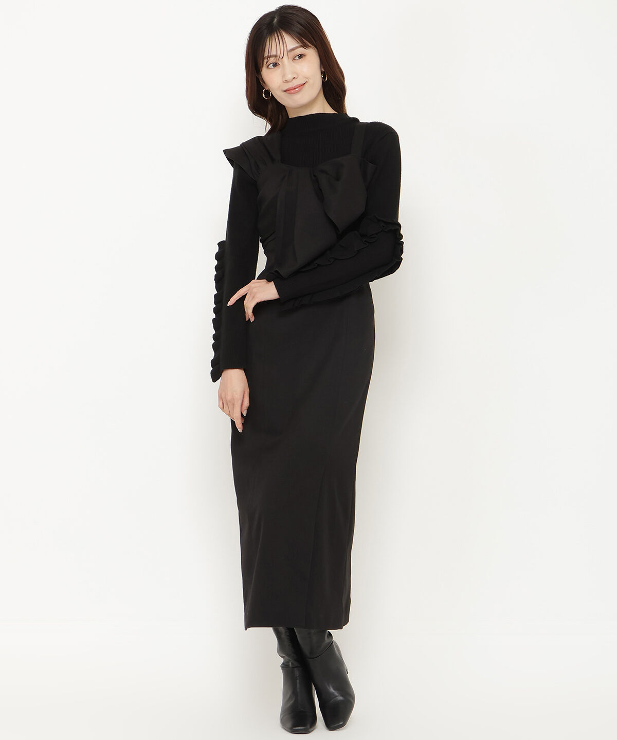 アンドクチュール「アシメショルダーリボンワンピース」|ワンピース|