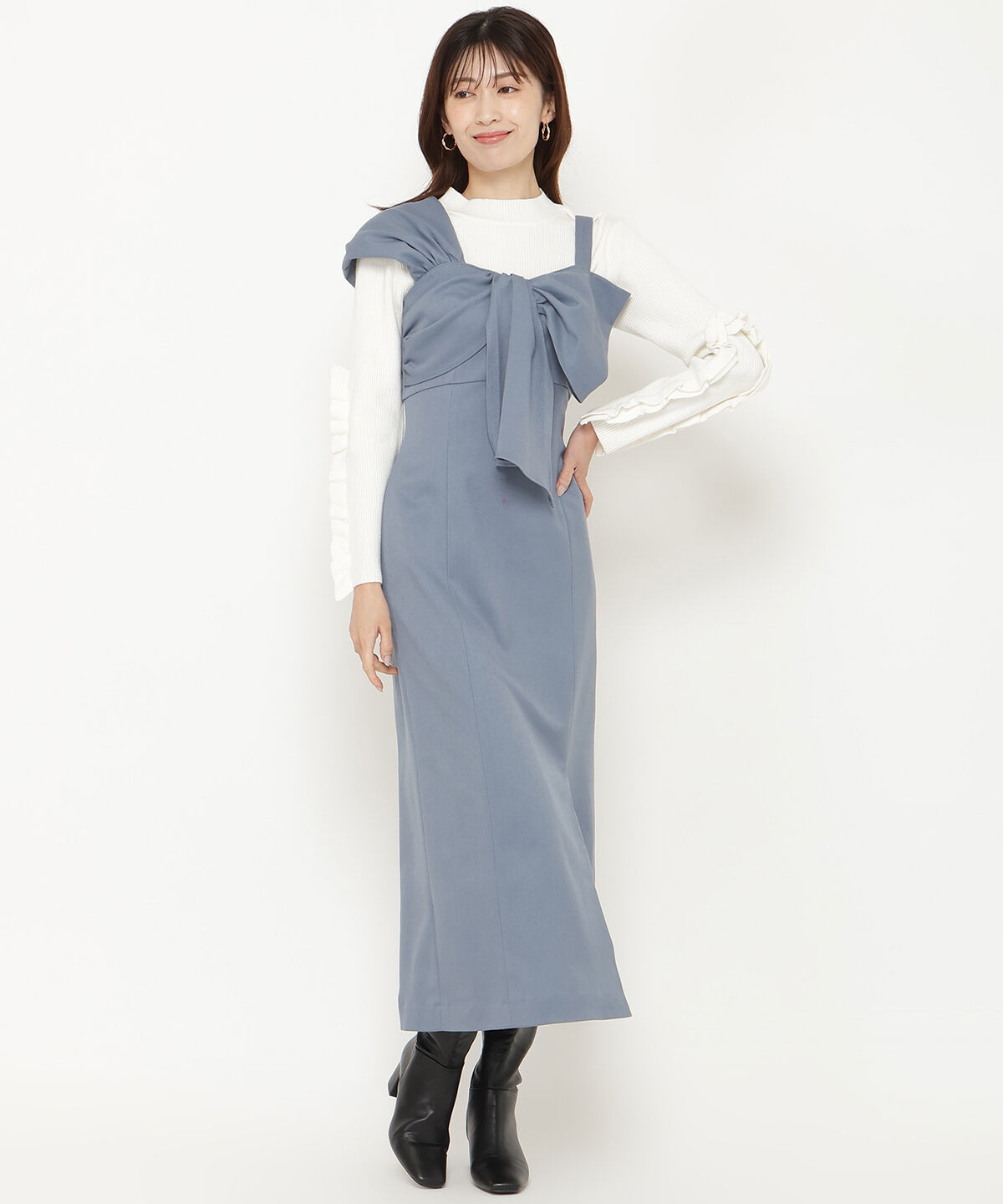 アンドクチュール「アシメショルダーリボンワンピース」|ワンピース|