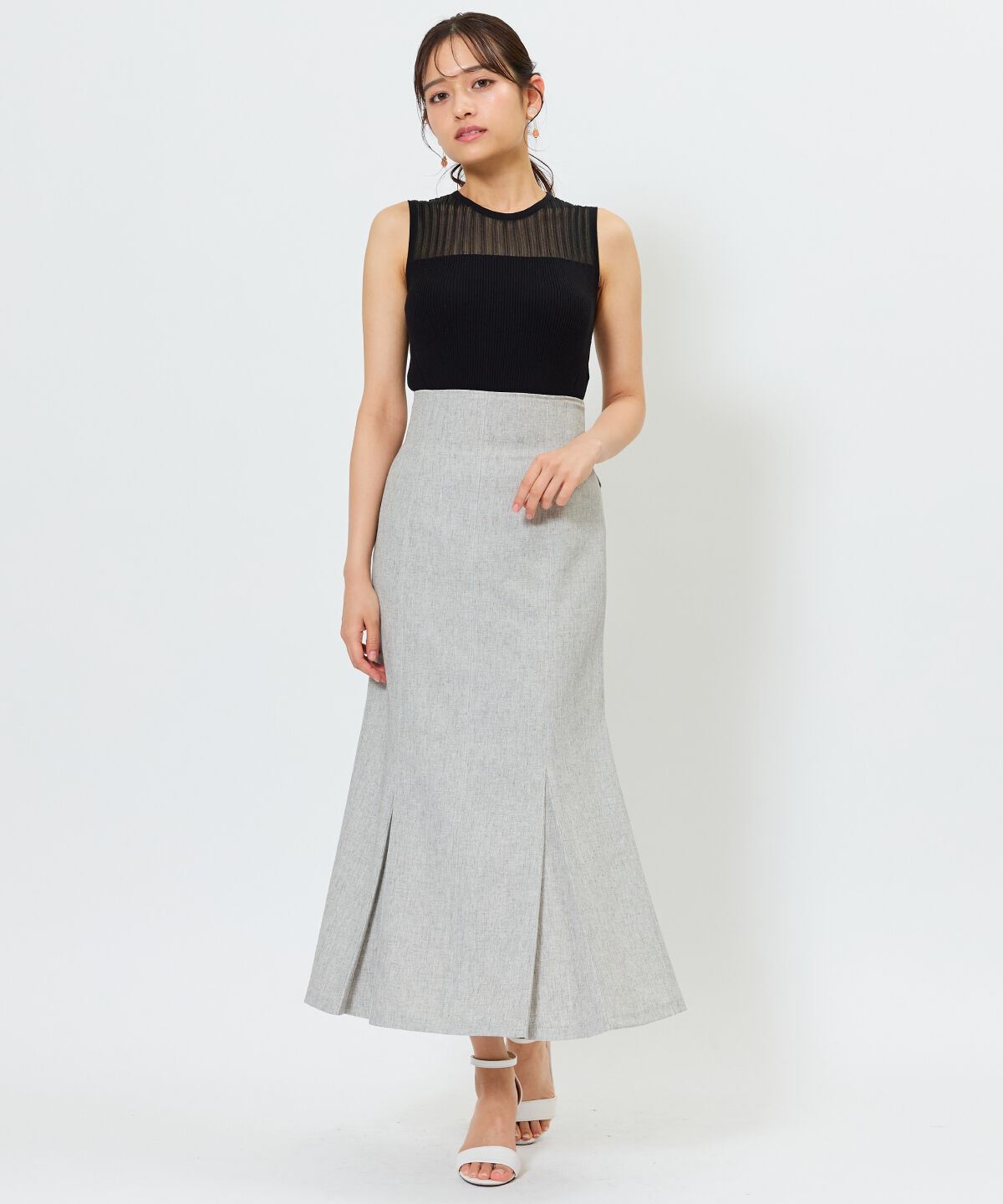 アンドクチュール「シアー切替ノースリトップス」|ニット・セーター|