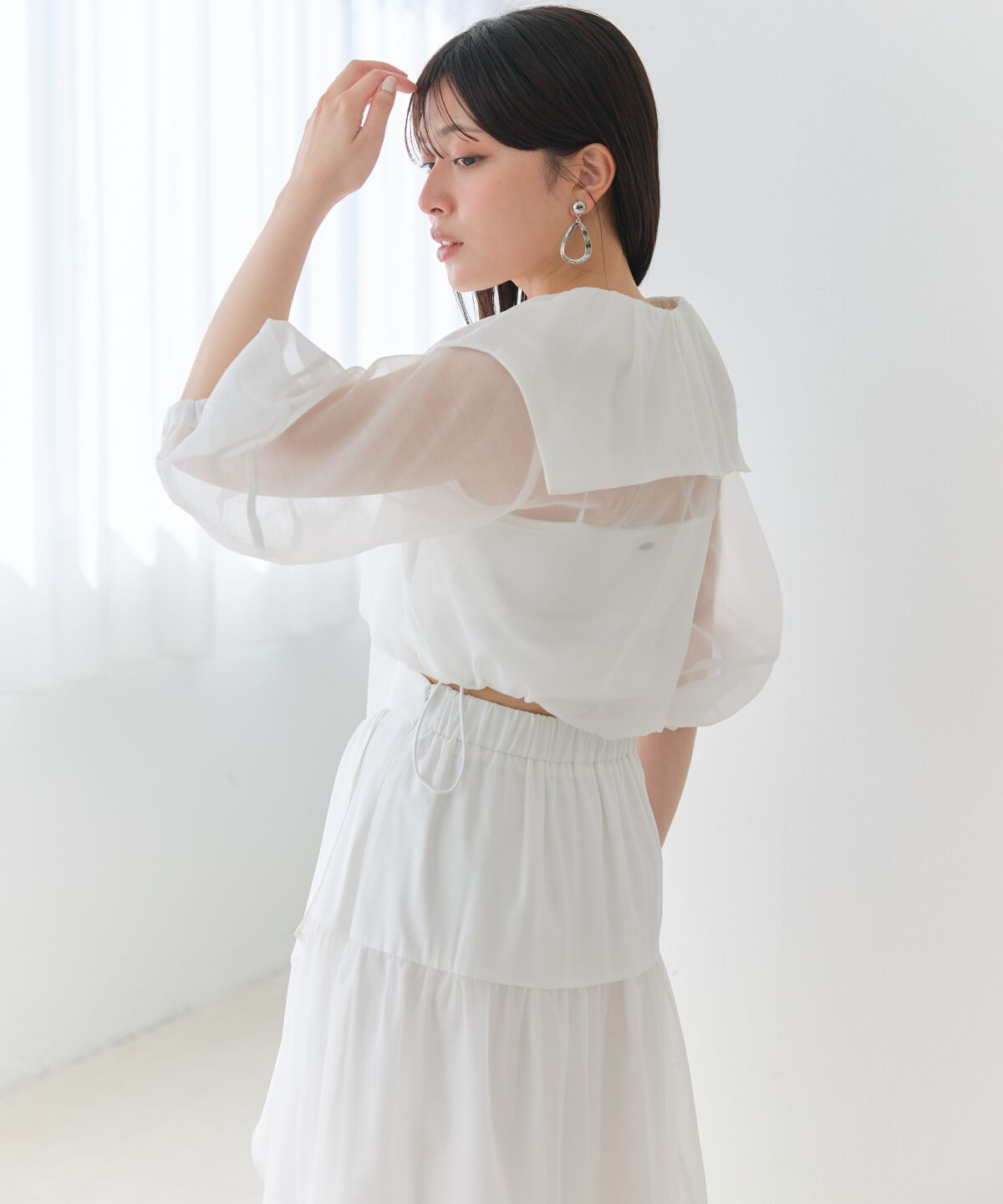 アンドクチュール「オーガンジーBIGカラーパーカー」|パーカー|