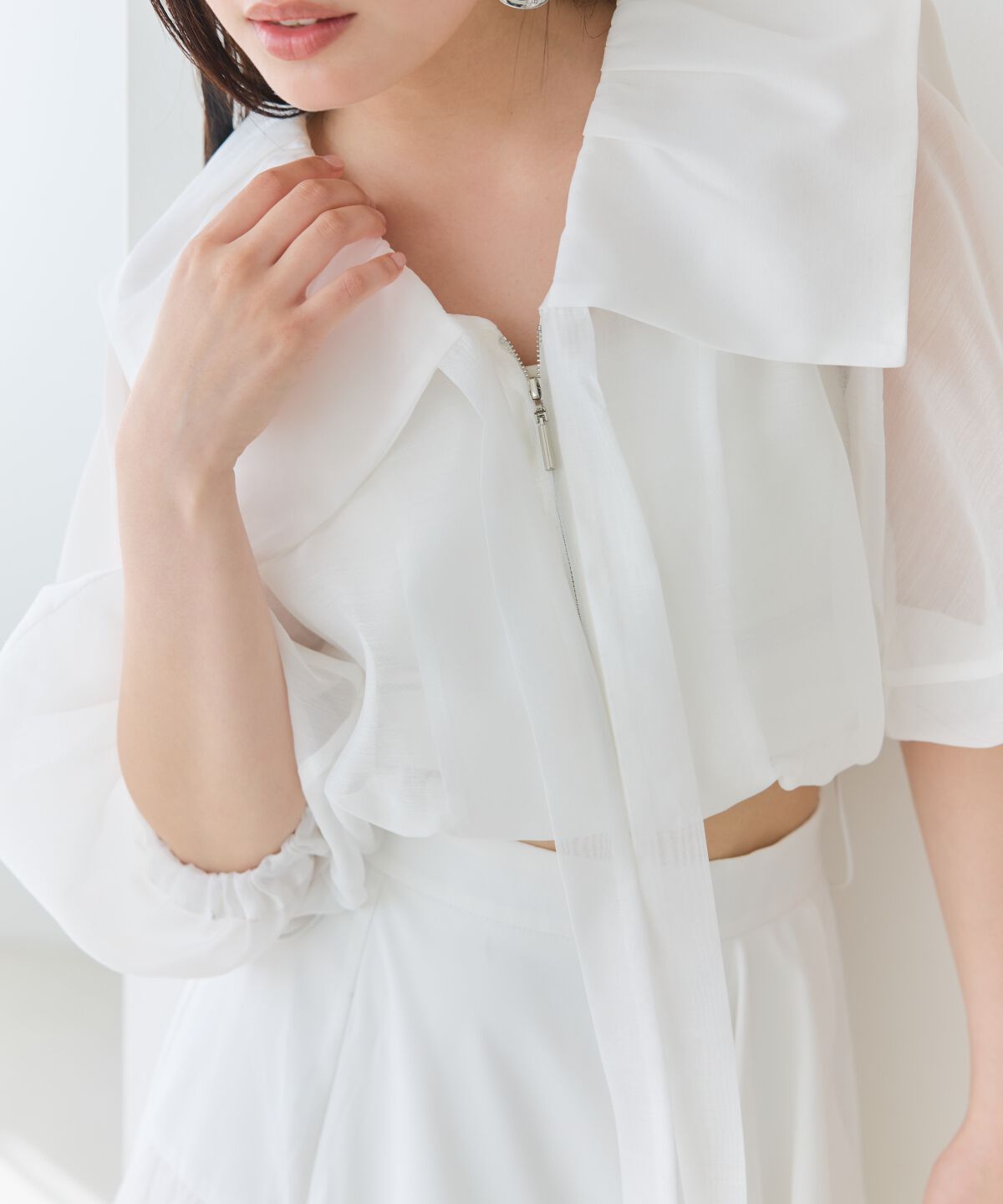 アンドクチュール「オーガンジーBIGカラーパーカー」|パーカー|