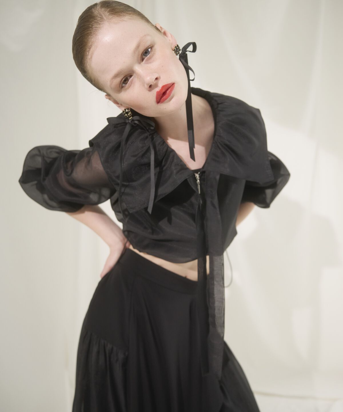 アンドクチュール「オーガンジーBIGカラーパーカー」|パーカー|