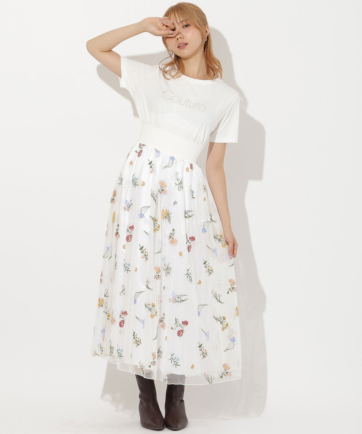 アンドクチュール「COUTURE 刺繍Tシャツ」|Tシャツ・カットソー|