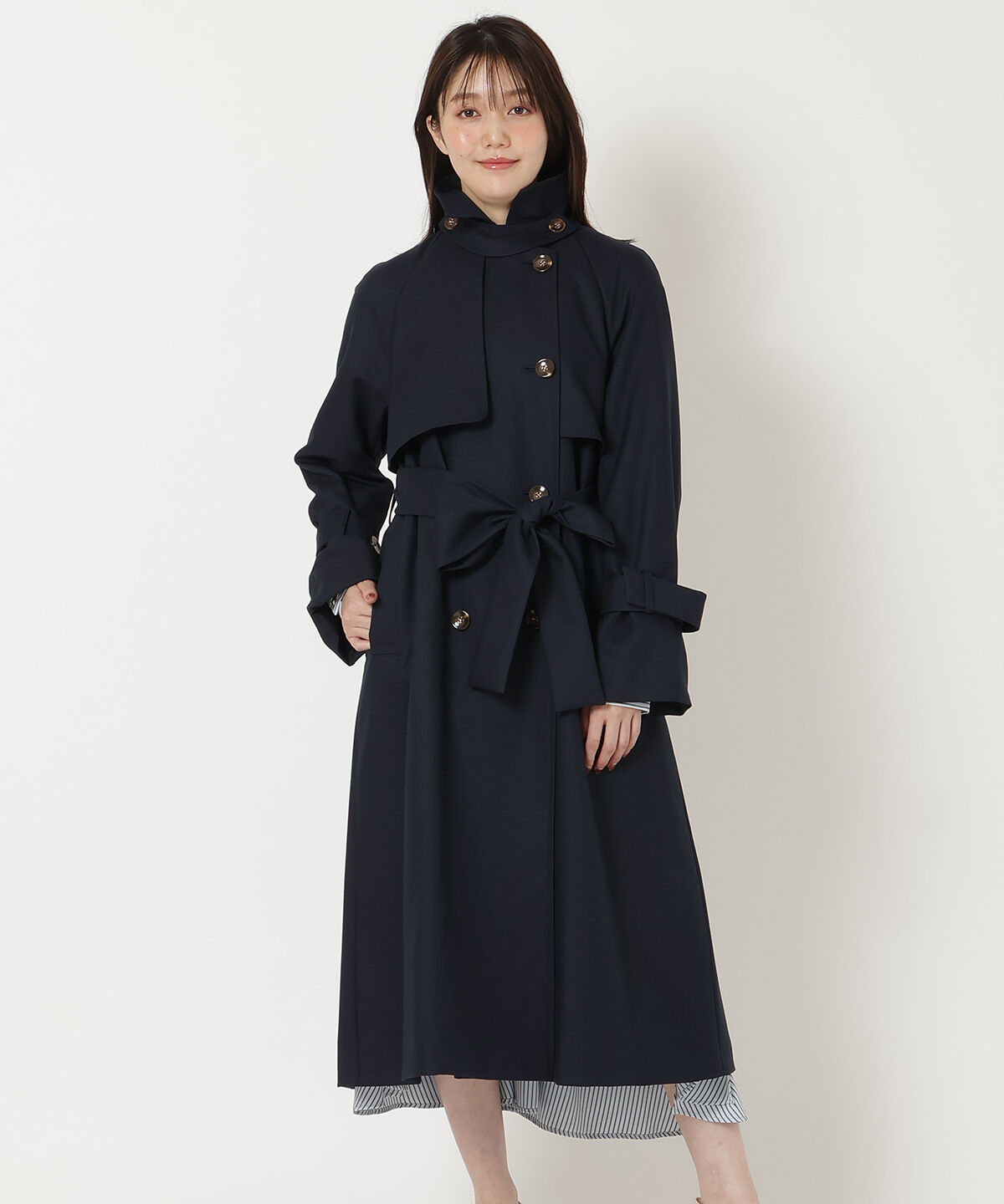 REDYAZEL「スタンドカラートレンチコート」|トレンチコート|ネイビー