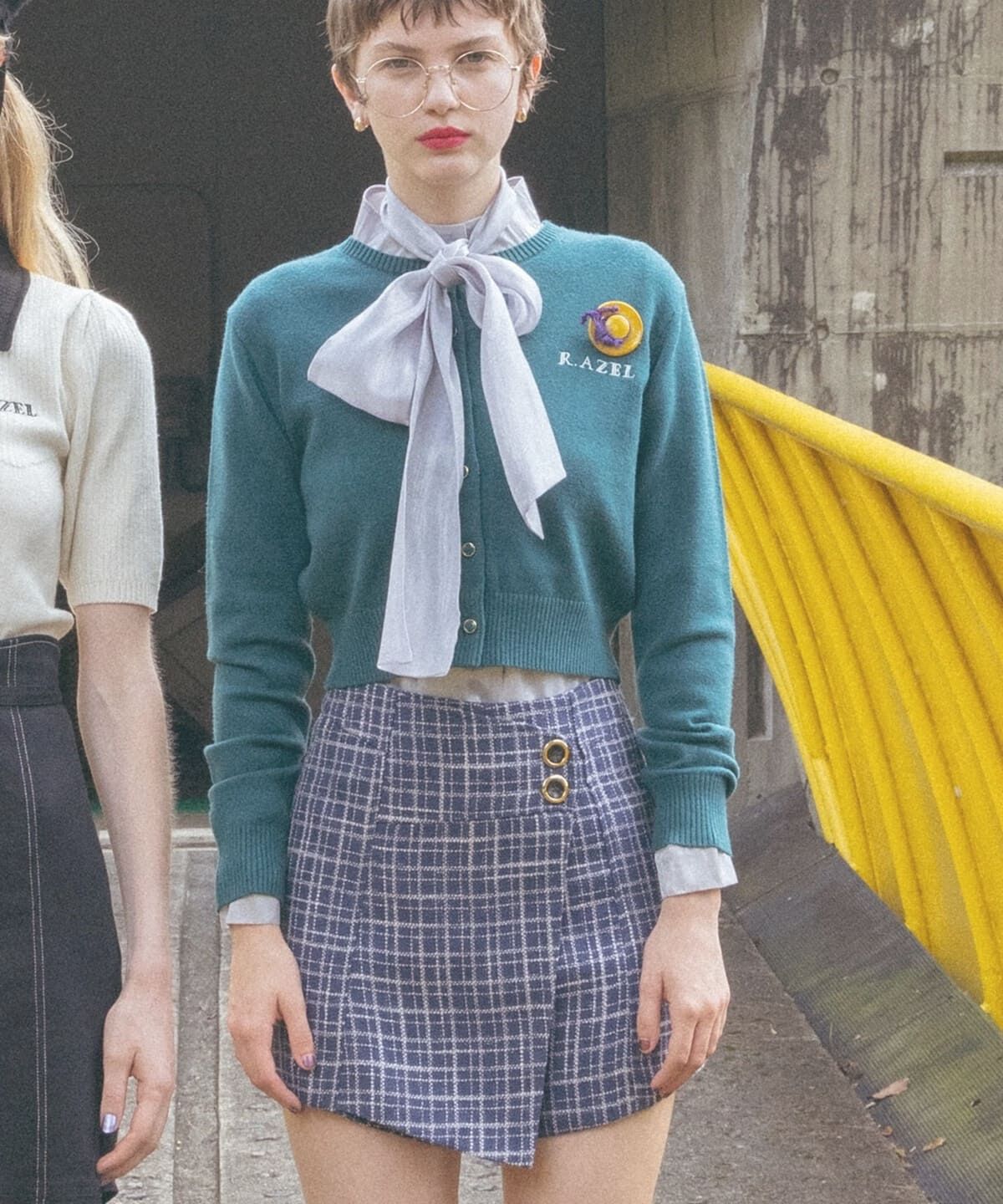 REDYAZEL「ツィードラップショートパンツ」|キュロット|ネイビー