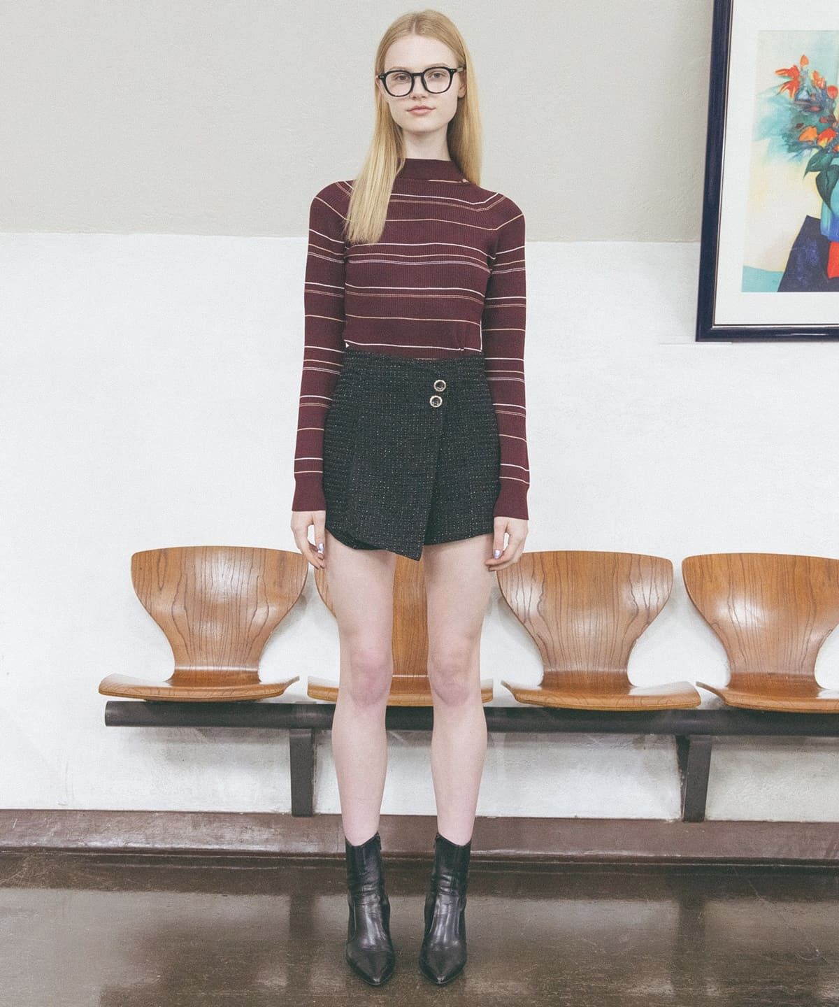 REDYAZEL「ツィードラップショートパンツ」|キュロット|