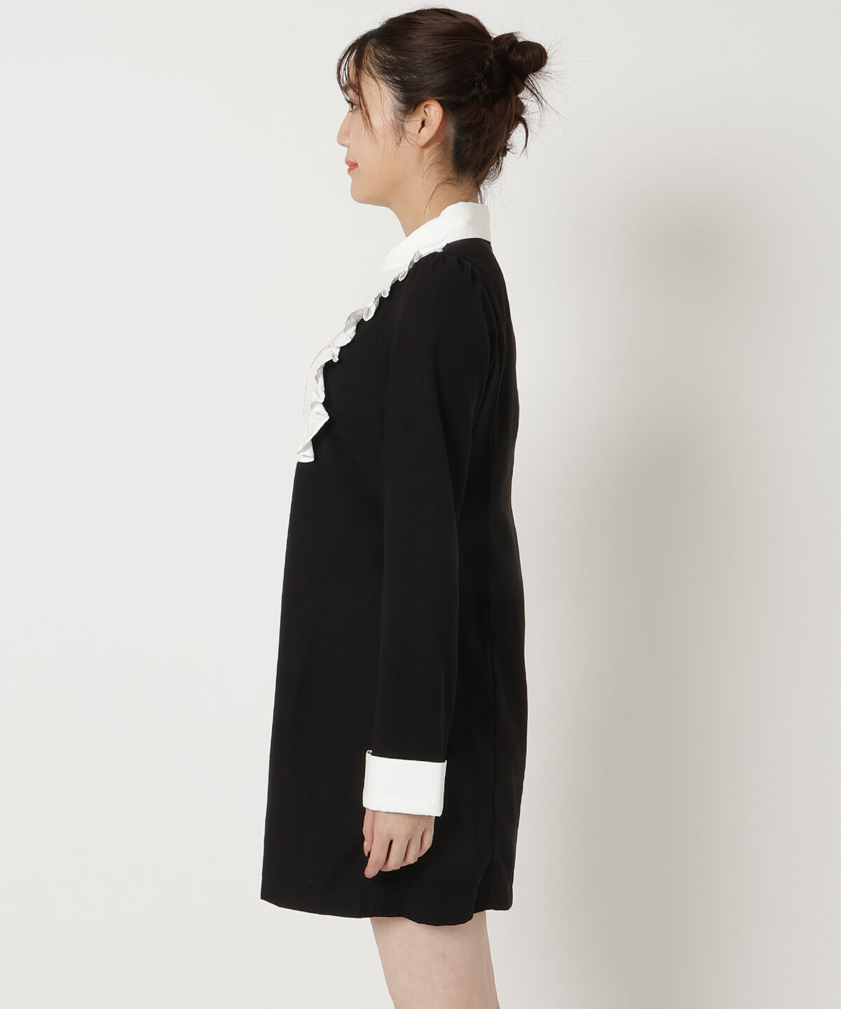 REDYAZEL「バイカラーシャツミニワンピース」|ワンピース|