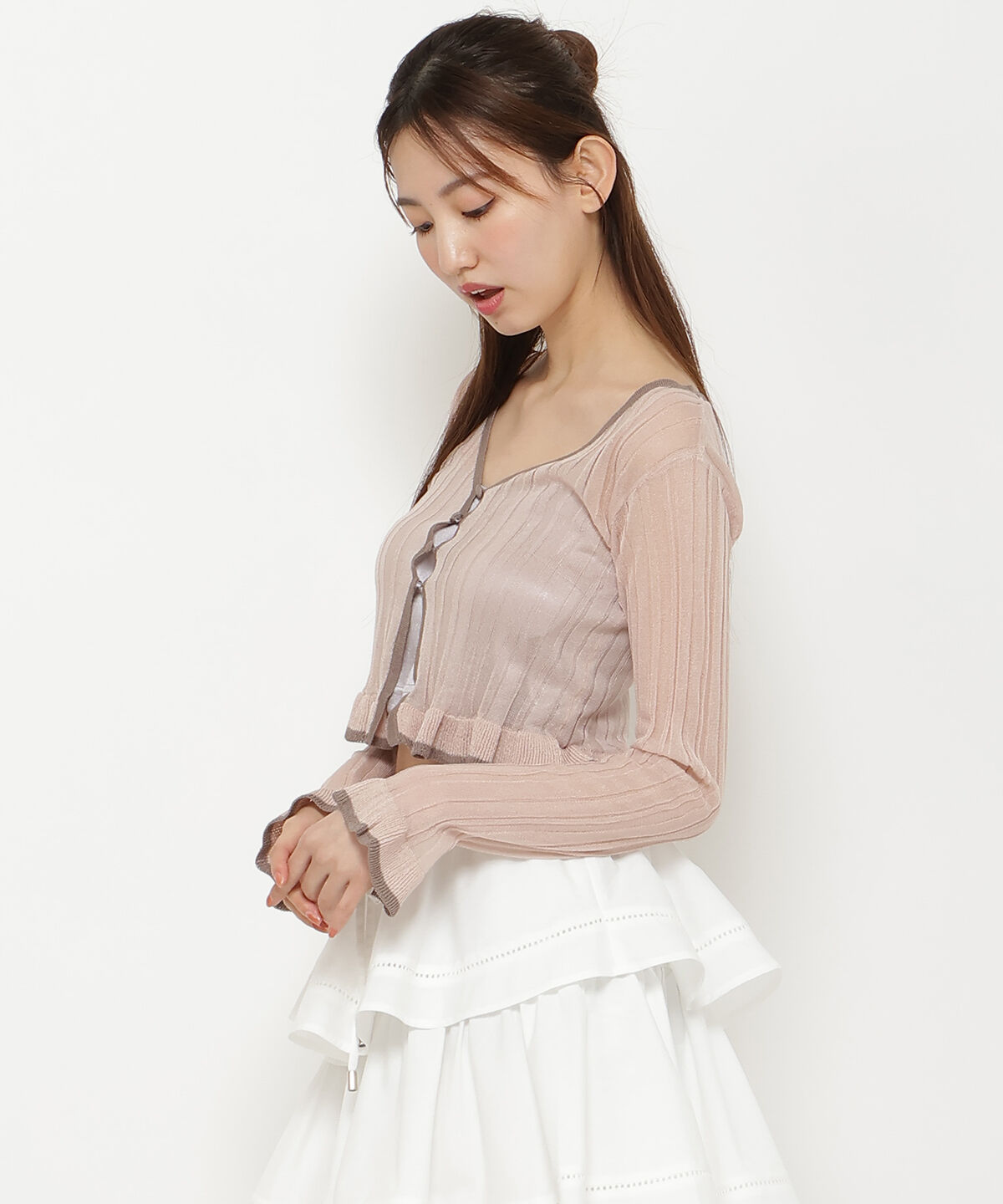 REDYAZEL「ヘム配色シアーカーディガン」|カーディガン|