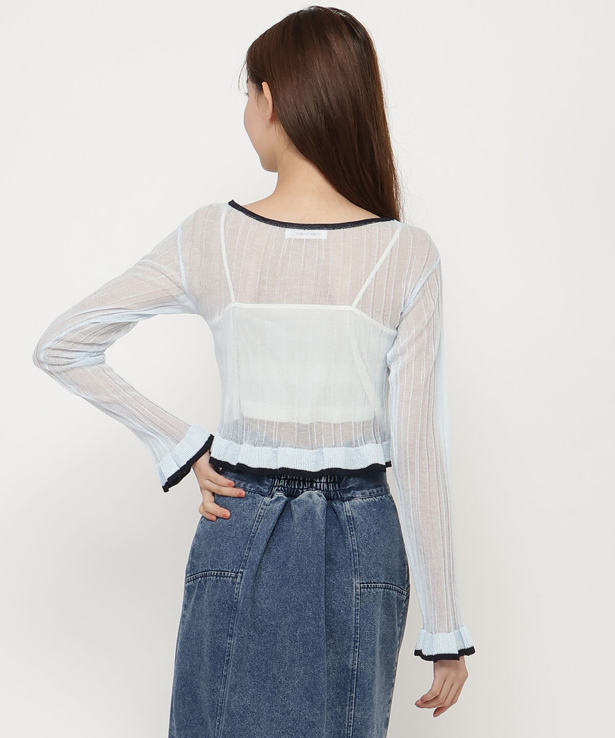 REDYAZEL「ヘム配色シアーカーディガン」|カーディガン|