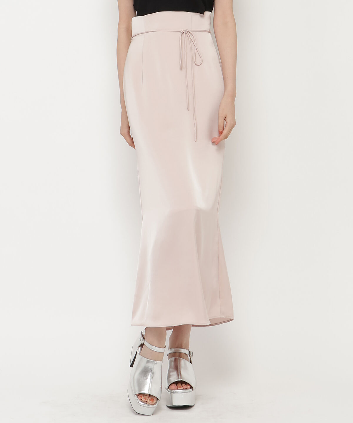 REDYAZEL「ハイウエストサテンナロースカート」|タイト|