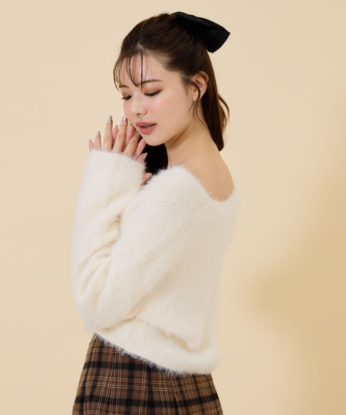 REDYAZEL「ミニパールボタンシャギーカーディガン」|カーディガン|