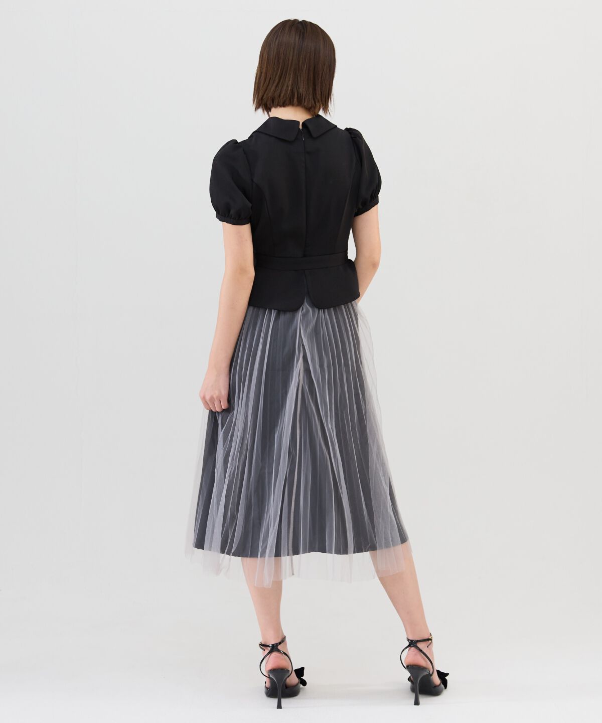 REDYAZEL「ツイル&times;チュールプリーツワンピース」|ワンピース|