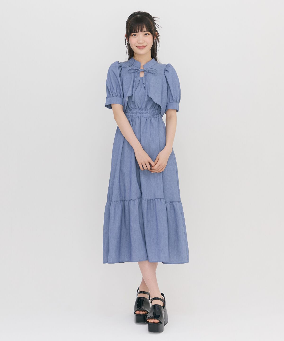 REDYAZEL「ボレロレイヤード風ティアードワンピース」|ワンピース|