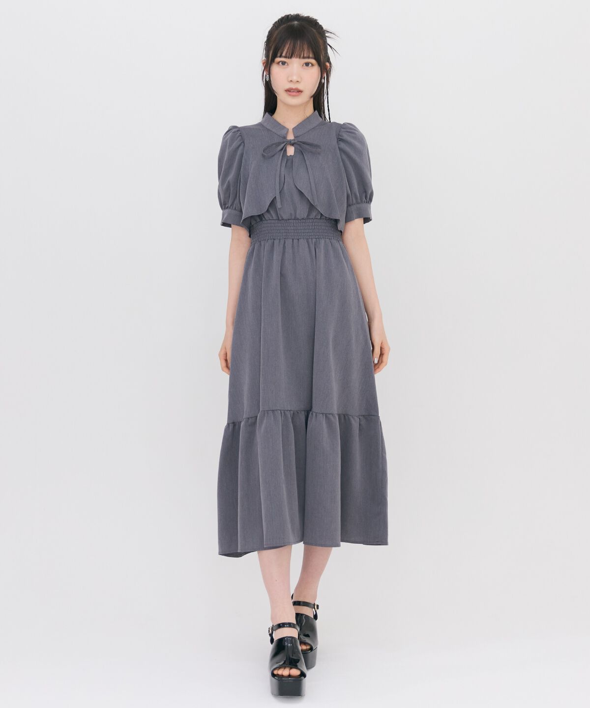 REDYAZEL「ボレロレイヤード風ティアードワンピース」|ワンピース|