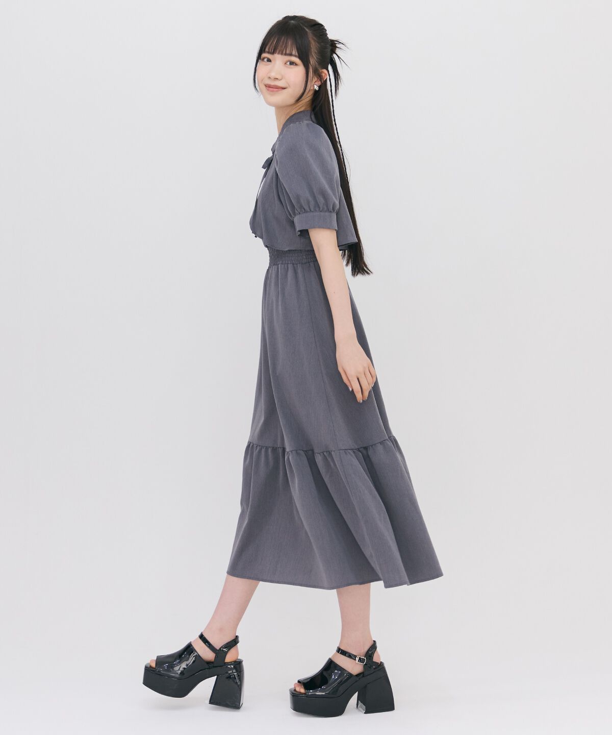 REDYAZEL「ボレロレイヤード風ティアードワンピース」|ワンピース|