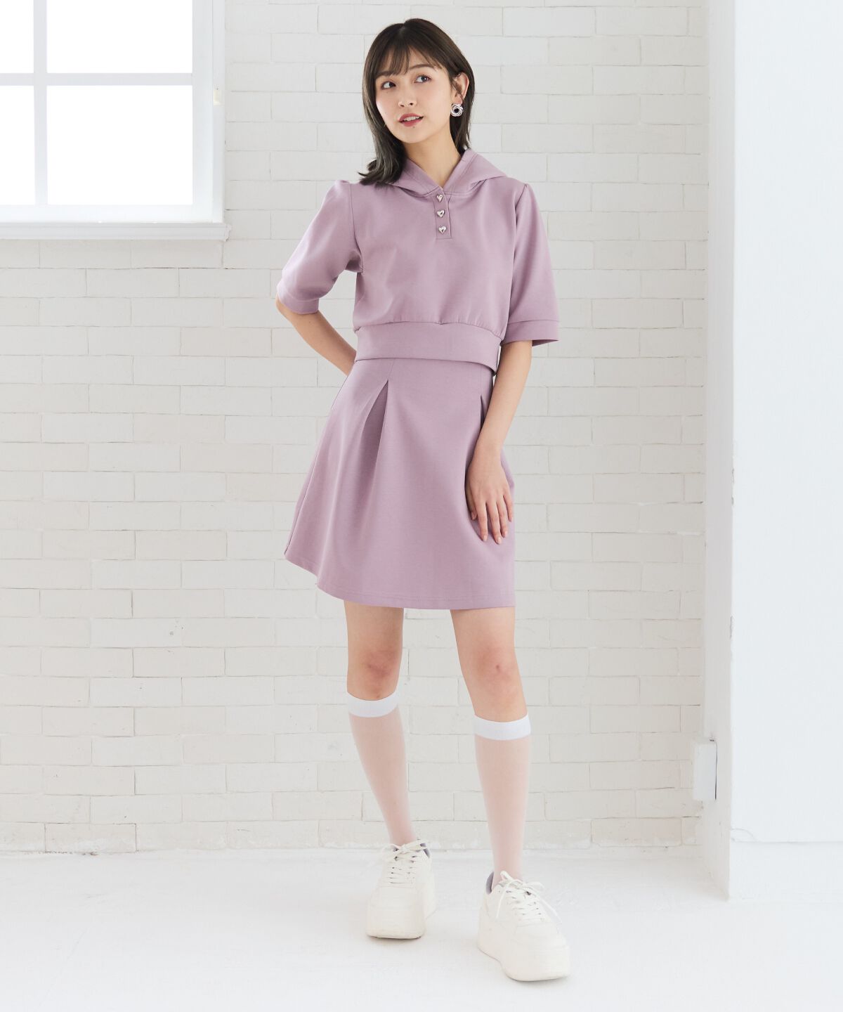 REDYAZEL「ハートボタンショートフーディー」|パーカー|