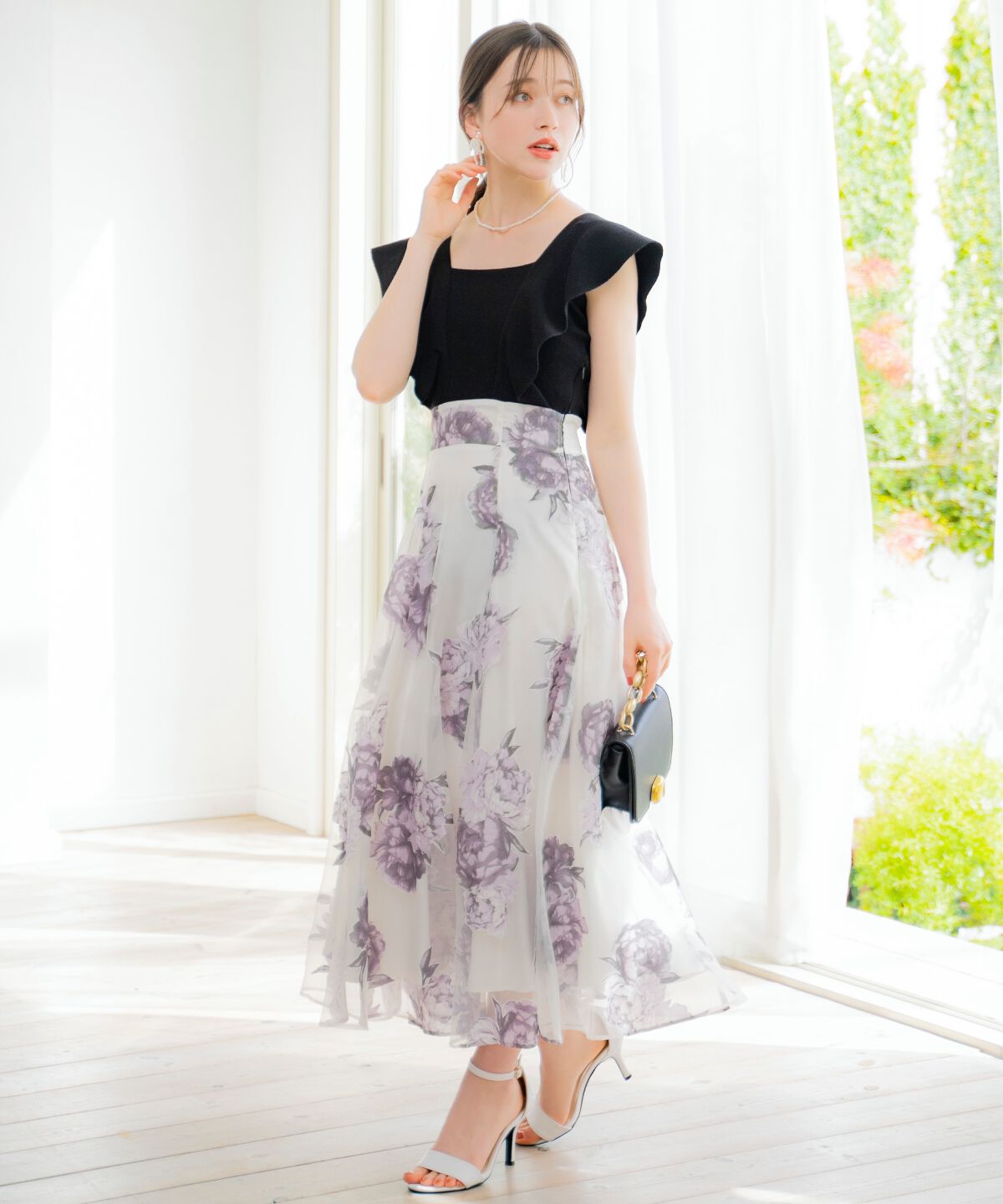 WILLSELECTION「オパールフラワードッキングワンピース」|ワンピース|